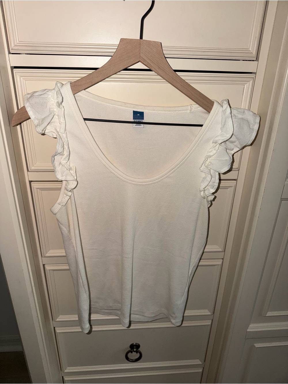 Old Navy White Ruffle Sleeve Tank Top